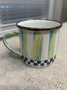 McKenzie Childs Retired metal enamelware Frog Mug.